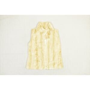 Kristen Blake Faux Fur Vest Womens Small Beige Cream Sleeveless Lined Soft Cozy